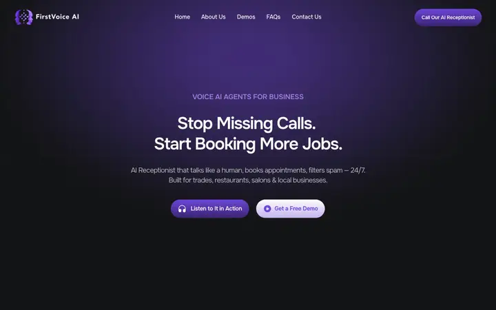 FirstVoice AI website homepage